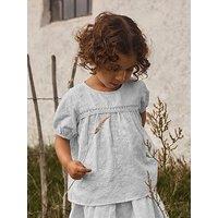 Lil Atelier Mini Girls Sibling Embroidered Short Sleeve Blouse - Light Blue