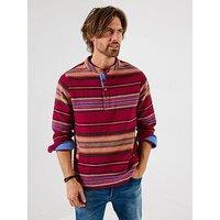 Joe Browns Pop Over Jacquard Stripe Long Sleeve Button Neck Crew Sweat