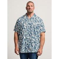 Badrhino Floral Print Short Sleeve Shirt - Blue
