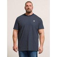 Badrhino Pique Stripe Longline T-Shirt - Blue