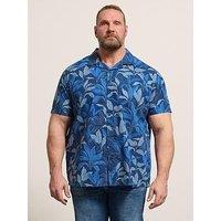 Badrhino Badrhino Tonal Leaf Print Short Sleeve Shirt