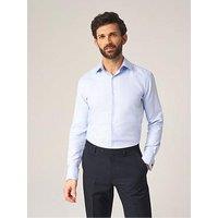 Skopes Premium Tailored Fit Dobby Long Sleeve Plain Shirt - Blue