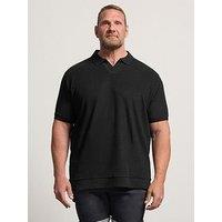 Badrhino Ribbed Trophy Neck Polo Shirt - Black