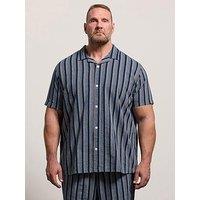 Badrhino Striped Short Sleeve Shirt - Blue