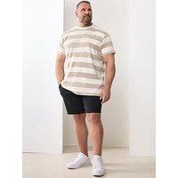 Badrhino Striped Extra Long T-Shirt - Natural