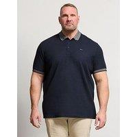 Badrhino Two Tone Waffle Polo Shirt - Blue