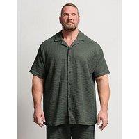 Badrhino Textured Short Sleeve Revere Shirt - Green