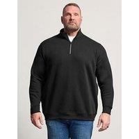 Badrhino Loopback 1/4 Zip Sweat Polo - Black