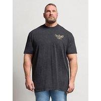 Badrhino Snake Skull Acid Wash Extra Long T-Shirt - Grey