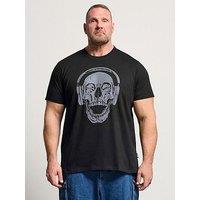 Badrhino Skull Headphones T-Shirt - Black
