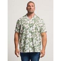 Badrhino Leaf Print Short Sleeve Shirt - Green