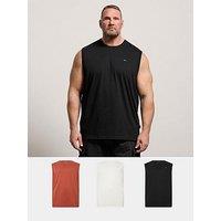 Badrhino 3 Pack Muscle Vests - Black/Off White/Clay