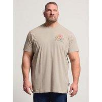 Badrhino Tiger Print Acid Wash Extra Long T-Shirt - Natural