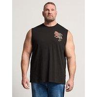 Badrhino Dragon Print Muscle Vest - Black