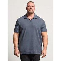 Badrhino Ribbed Trophy Neck Polo Shirt - Blue