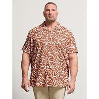 Badrhino Badrhino Leaf Print Short Sleeve Shirt