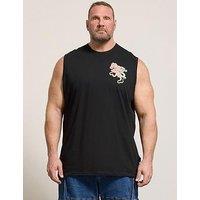 Badrhino Dragon Print Muscle Print Vest - Black