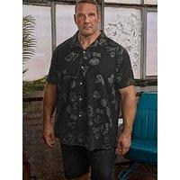 Badrhino All Over Tattoo Print Short Sleeve Shirt - Black