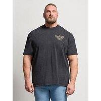 Badrhino Snake Skull Acid Wash T-Shirt - Grey