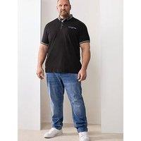 Badrhino Chambray Pocket Polo Shirt - Black