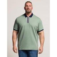 Badrhino Textured Jacquard Zip Polo Shirt - Green