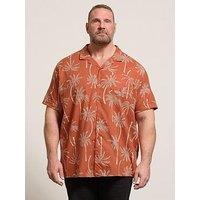 Badrhino Palm Tree Print Short Sleeve Shirt - Red
