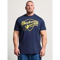 Badrhino Nashville Guitar Longline T-Shirt - Blue