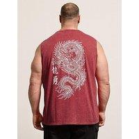 Badrhino Acid Wash Dragon Muscle Vest - Red