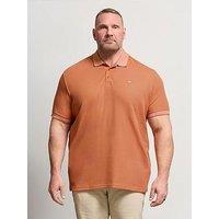 Badrhino Two Tone Waffle Polo Shirt - Orange