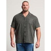 Badrhino Acid Wash Cotton Short Sleeve Shirt - Grey