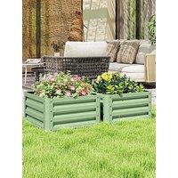 Outsunny Set Of 2 Garden Beds Square 60L X 60W X 30.5H Cm