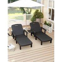 Outsunny Set 2 Sun Lounger- Brown