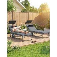 Outsunny Sun Lounger Set With Padded Cushions