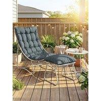 Outsunny Outdoor Chair With Footstool Cushions And Table
