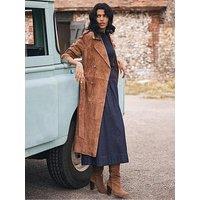 Mint Velvet Suede Trench Coat - Tan