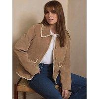 Mint Velvet Sand Suede Lace Trim Jacket - Neutral