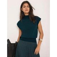 Mint Velvet Teal Sleeveless High Neck Top - Green