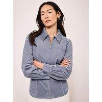 Mint Velvet Cord Zip Front Shirt - Blue