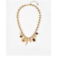 Mint Velvet Gold Tone Statement Charm Necklace - Gold