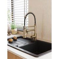 Living And Home Brushed Gold Kitchen Faucet With Pull Down Spring Spout