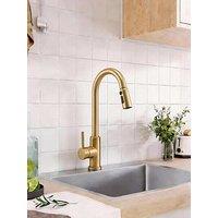 Living And Home Gold Side Lever Spring Neck Pull Out Kitchen Tap