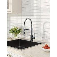 Living And Home Black Chrome Commercial Swivel Pull Out Kitchen Faucet