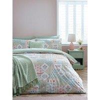 Catherine Lansfield Folk Patchwork Duvet Set Green