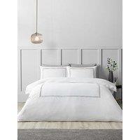 Catherine Lansfield So Soft Mono Satin Stitch Duvet Set White / Silver