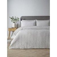 Catherine Lansfield So Soft Seersucker Stripe Duvet Set Grey