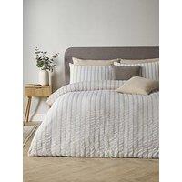 Catherine Lansfield So Soft Seersucker Stripe Duvet Set Natural