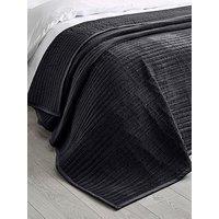 Catherine Lansfield Velvet Pinsonic Bedspread 220X220 Black