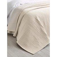 Catherine Lansfield Velvet Pinsonic Quilted Bedspread Natural