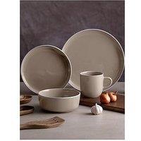 Barbary & Oak Nattura 16 Piece Dinnerware Set, Made From Premium Stoneware, Cashmere