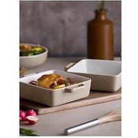 Barbary & Oak Nattura Set Of Two 20.5Cm Square Baking Dishes, Cashmere